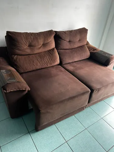 Sofá retrátil e reclinável em Suede 2 metros entrego