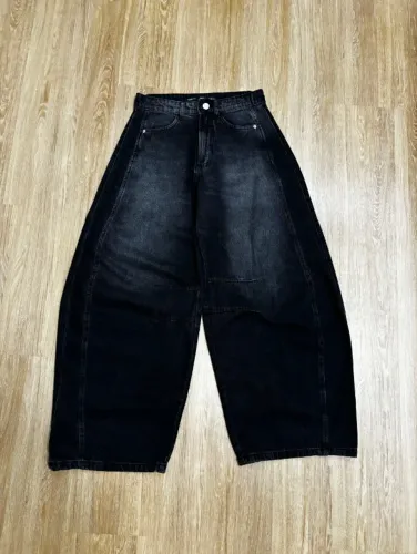 calça jeans barrel preta