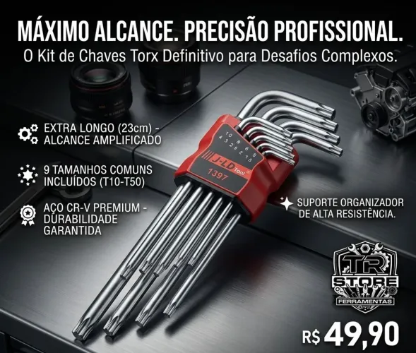 JOGO CHAVE TORX EXTRA LONGO