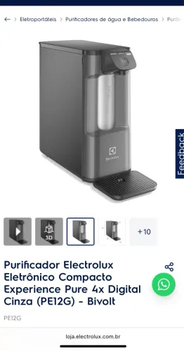 purificador filtro de água Electrolux Pure 4x com tecnologia Acqua Pure e painel Touch