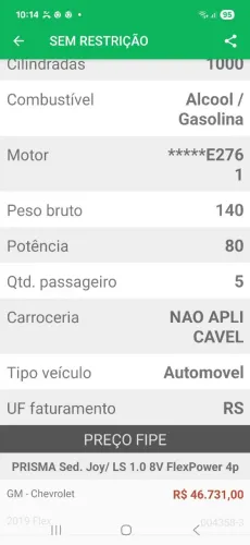 Chevrolet Prisma Sed. Joy/ LS 1.0 8V Flexpower 4P 2019
