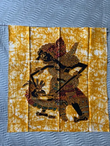 Painel Decorativo Batik Bali Wayang Assinado NOVO