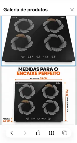 Fogão indução 4 zonas