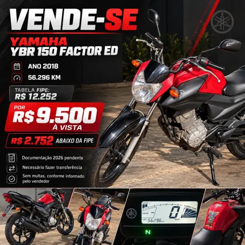 YAMAHA YBR 150 FACTOR ED 2018 ? R$ 9.500 À VISTA