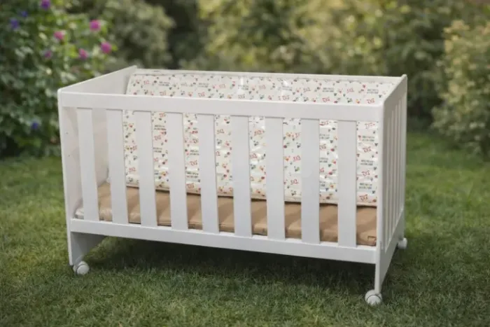 Berço Infantil Branco com Rodinhas - semi novo