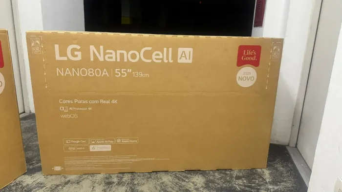 SMART TV 55" 4K LG 55NANO80ASA NanoCell<br>Processador a7 Al Gen8 WebOS 25 Charcoal Black