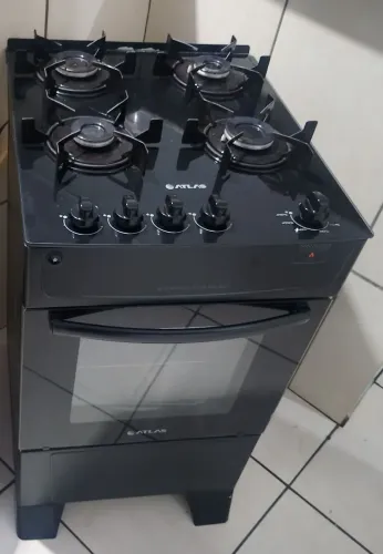 Fogão 4 Bocas Atlas Mônaco Top Glass Aut. Mesa de Vidro Preto