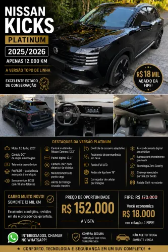 Nissan Kicks 1.0 Turbo Platinum 2026