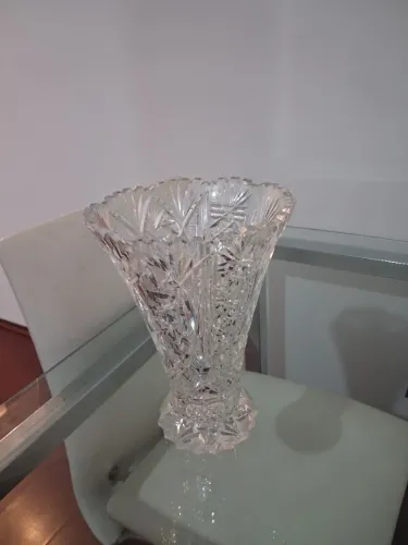 Vaso Maçiço Bohemia Lapidação Manual Vintage Década 70 Colecionável!!!Raridade!!!