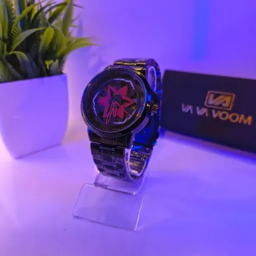 Relógio Masculino Black Red Va Va Voom® Giratório - Aço Inox - Novo + Caixa Original