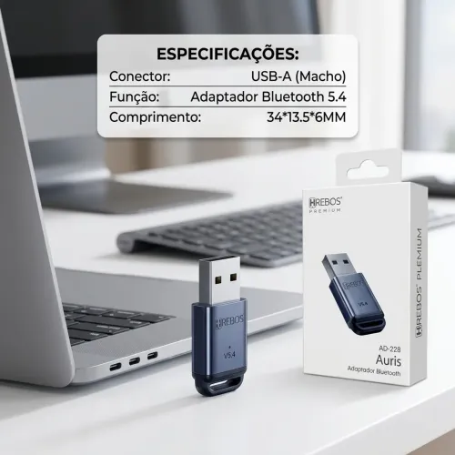 Adaptador USB Bluetooth 5.4 Hrebos AD-228 Auris Para PC e Notebook?