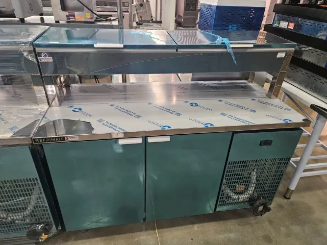 balcão condimentador refrigerado de inox 1,50m - pronta entrega