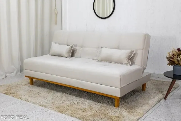 Sofá cama aurora bege veludo