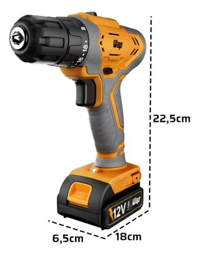 Parafusadeira E Furadeira A Bateria Li-ion Wap Wf 12k3.2 Carregador Com Maleta E Kit De 11