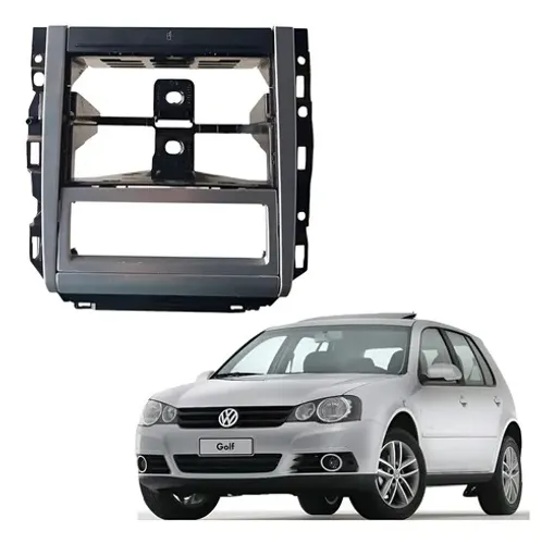Moldura Painel Central Radio Porta Copo Vw Golf Bora 2009 Aço Escovado