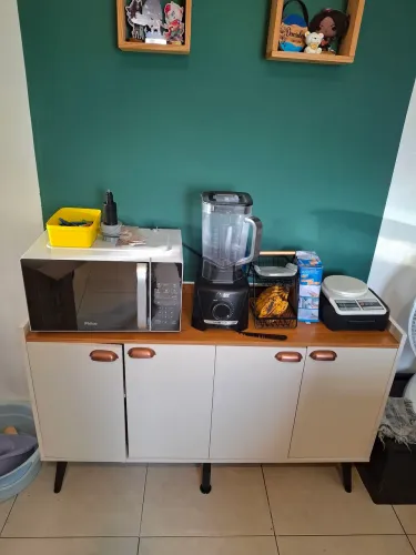 Aparador Buffet Kiev Cantinho Café Decoração Sala Jantar Estar Cozinha 4 Portas Puxador