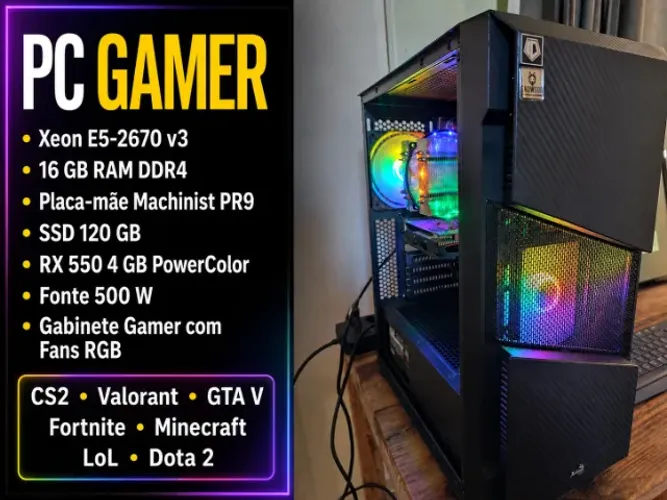 PC GAMER Xeon 2670 v3 + RX 550 4GB + 16 GB DDR4