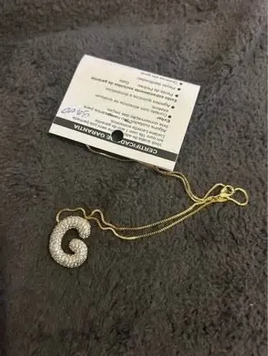 Colar Letra G Cravejado - Dourado - Novo com Etiqueta