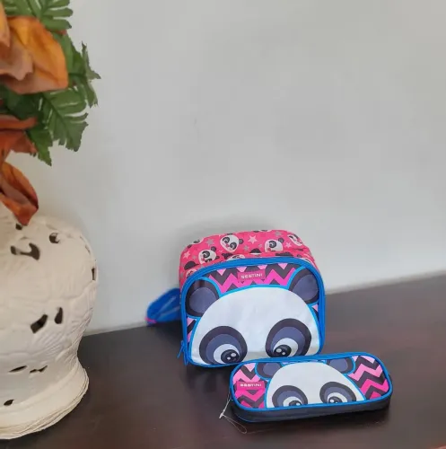 Kit lancheira e estojo escolar sestini panda