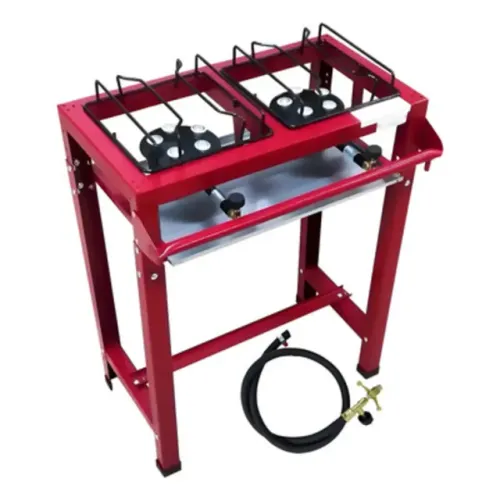 Fogão Industrial 2 Bocas Alta Pressão Com Pé e Kit Gás Vinho