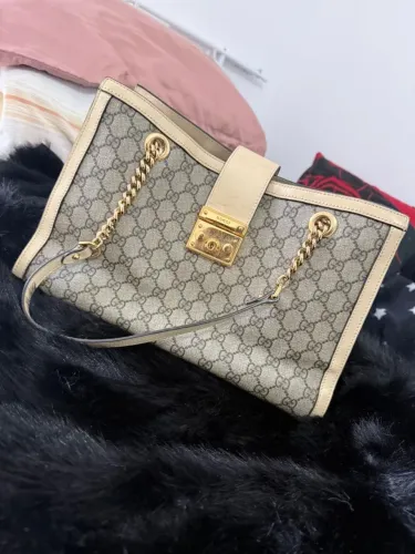 Bolsa Gucci Padlock Tote GG Canvas Off White