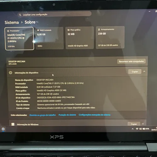 Notebook Dell XPS 13 I7