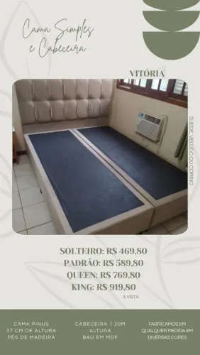 Cama simples e cabeceira - direto de fábrica
