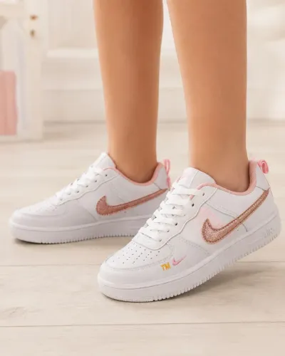 Tênis infantil branco e rosa