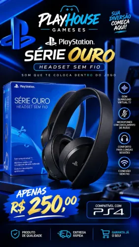 Headset PlayStation 4 edição ouro usado