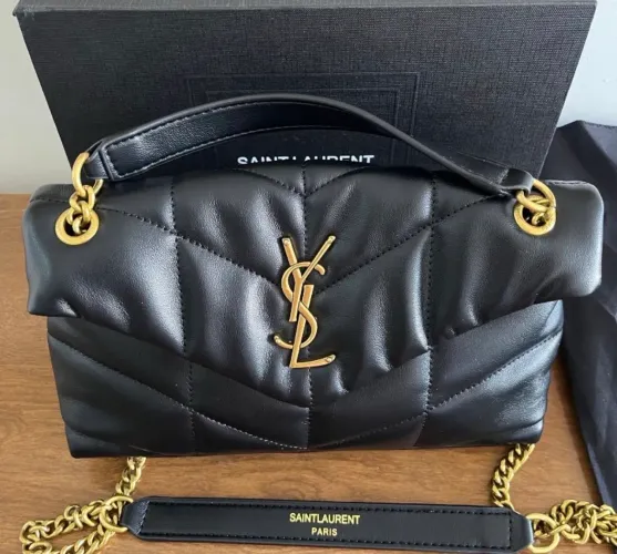 Bolsa em couro Yves Saint Laurent Lou Lou Puffer Black 