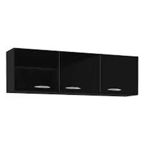 Armário Aéreo 3Pts Preto Poquema - Entrega Rápida!