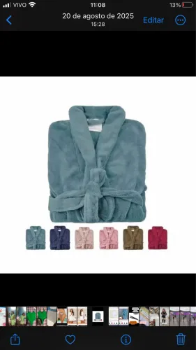 Roupão Manga Longa Corttex Azul Claro Tamanho M