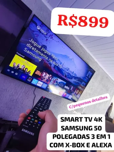 SMART TV 4K SAMSUNG 50 POLEGADAS TOP 3 EM 1 C X BOX E ALEXA R$899