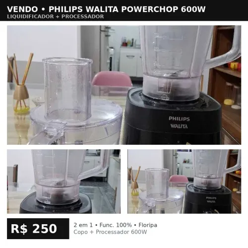 Liquidificador Philips Walita PowerChop 600W 2 em 1
