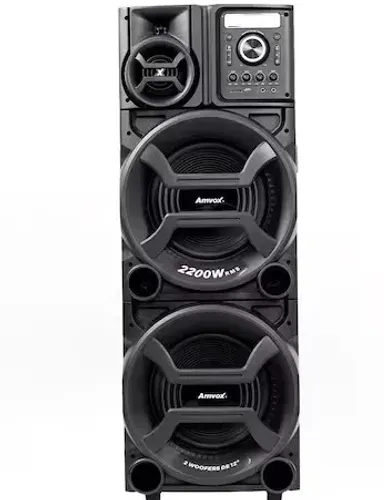 Caixa Amplificadora Amvox Pesadão Black com Bluetooth, Entradas USB, Microfone e Instrumen
