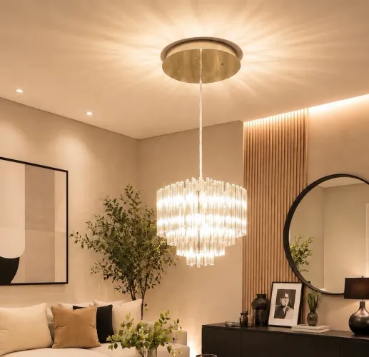 Lustre de Cristal Moderno Premium - Sofisticação e Elegância para Seu Ambiente