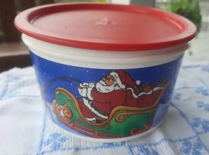 Pote Tupperware original motivo natalino 10cm x 17cm louça antiga