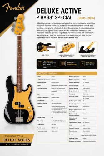 Fender Deluxe Active Precision Bass Special - MIM 2010 | Noiseless | Ativo 3 bandas