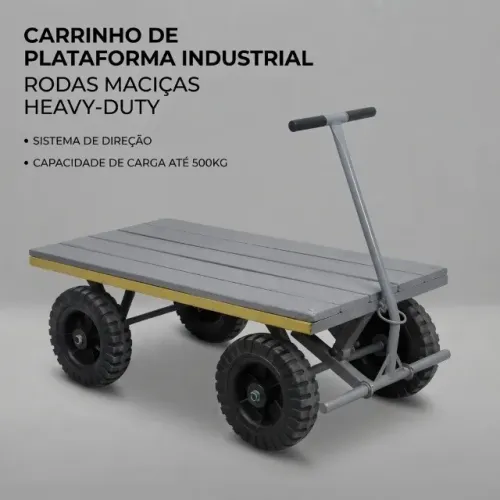 Carrinho de Carga / Plataforma Industrial de Madeira - Reforçado 500 kg (2 Unidades)