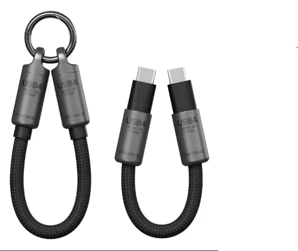 Cabo Usb-c Hagibis 240w 820gbps Chaveiro Portátil 15cm Cinza-escuro