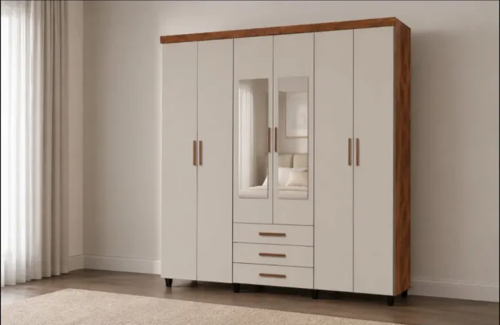 Guarda Roupa titan 6 portas com espelhos 3 Gavetas Direto da Fábrica