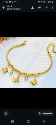 Pulseira De Aço Inoxidável Folheado a ouro 18k 