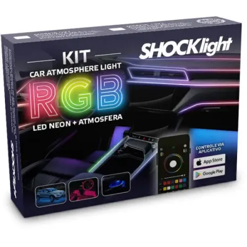 Kit LED RGB Neon Automotivo APP Controle Ambiente Interno