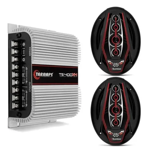 Kit Amplificador Taramps Ts400 400W Rms + Alto Falantes 6x9 Bomber 350W Rms