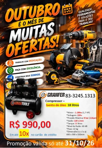 compressor portátil, isento de óleo - ideal para pequenos negócios ou uso doméstico.