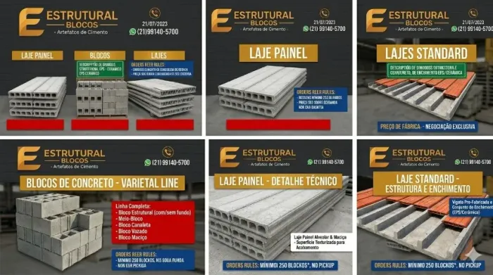 Laje Painel e Blocos de Alta Resistência - Entrega Rápida em Caxias