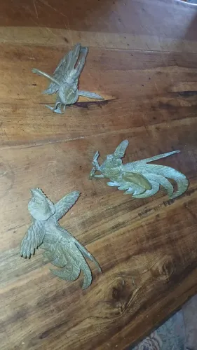 Galo decoração briga bronze
