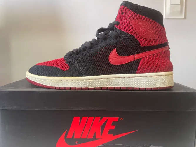 tênis air jordan 1 retro high flyknit bred | tam. 41
