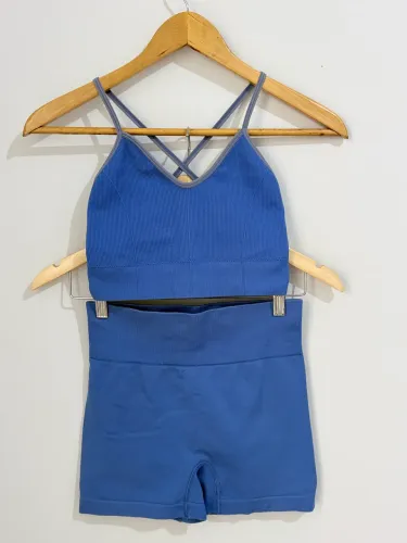 Conjunto Fitness Shein Azul Royal Tamanho P