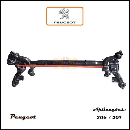 Eixo Traseiro Peugeot 206/207 Hatch sem ABS - versão c/ bucha de nylon